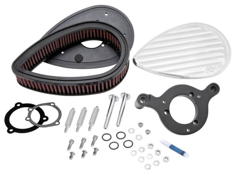 K&N Street Metal Intake System for Harley Davidson - Color (Red) - Style (Round) - Size (9-11 Flux) RK-3937
