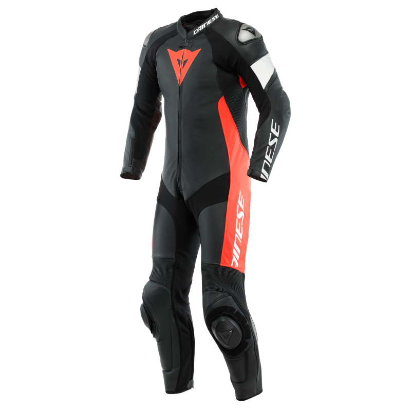 Dainese Tosa 1PC Leather Suit Perforated Black/Fluo-Red/White Size - 54 201513485-W12-54