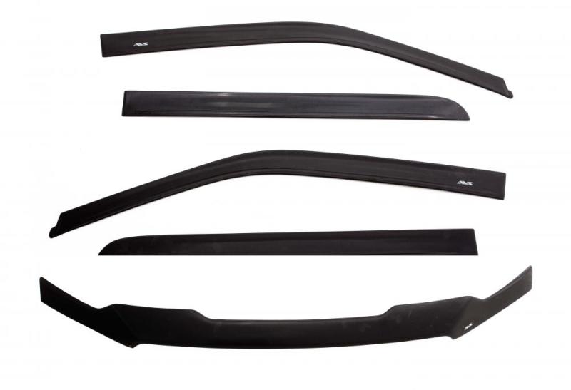 AVS 12-15 Toyota Tacoma Double Cab Ventvisor & Aeroskin Deflector Combo Kit - Matte Black 56048065