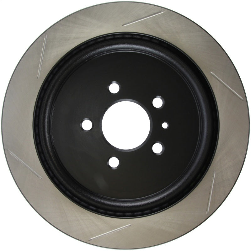 StopTech Premium High Carbon 13-14 Ford Mustang/Shelby GT500 Left Rear Disc Slotted Brake Rotor 126.61105SL