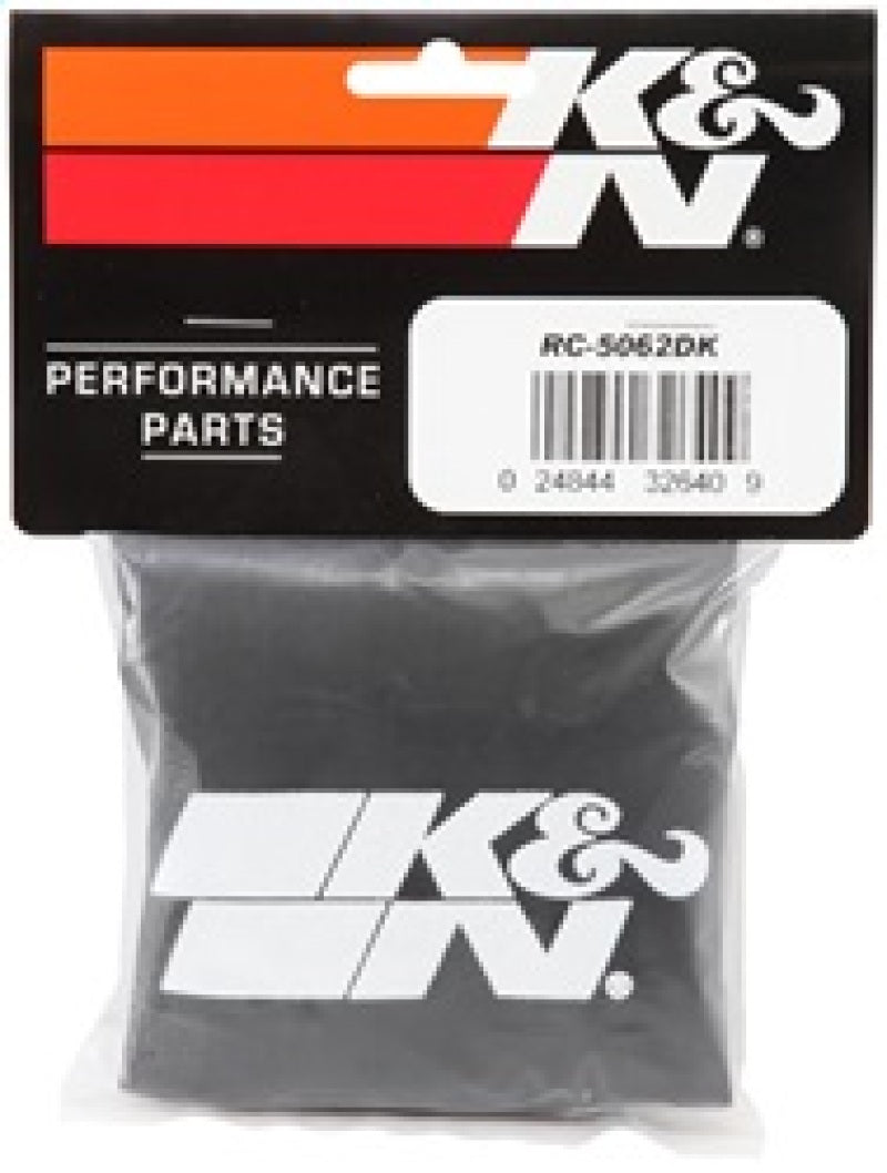 K&N 4.5in Base ID x 3.5in Top ID x 6in H - Black - Round Tapered - DryCharger Air Filter Wrap RC-5062DK