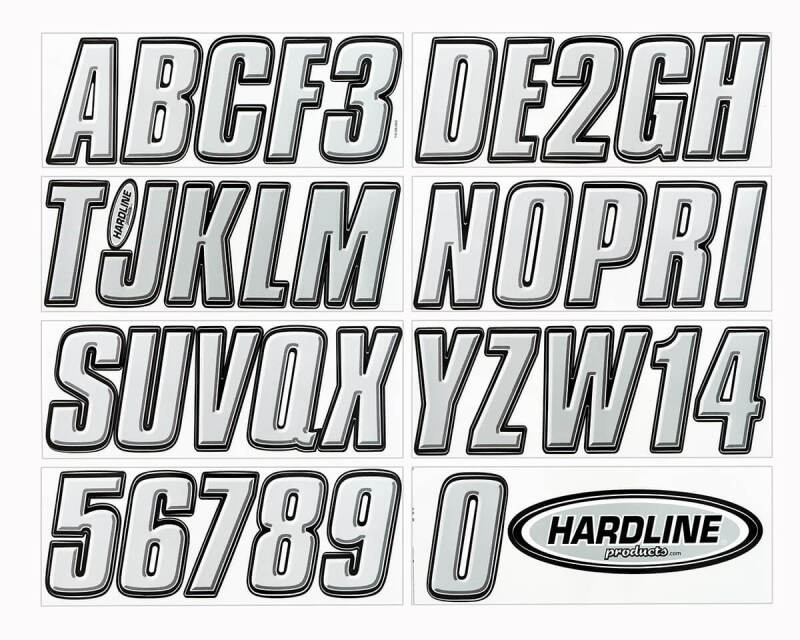 Hardline Boat Lettering Registration Kit 3 in. - 800 Silver/Black SIBLK800