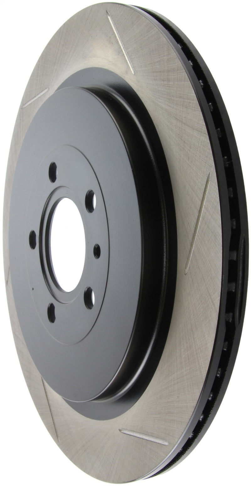 StopTech Premium High Carbon 13-14 Ford Mustang/Shelby GT500 Left Rear Disc Slotted Brake Rotor 126.61105SL