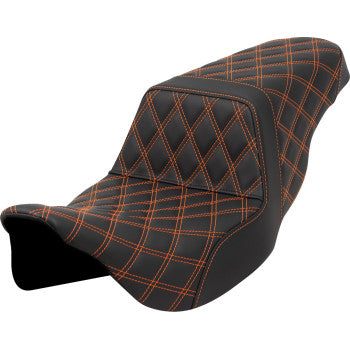 SADDLEMEN Step-Up Seat - Lattice Stitch - Orange Stitch - FLH/FLT '08-'23 A808-07B-175ORA