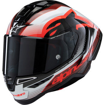 ALPINESTARS Supertech R10 Helmet - Team - Black/Carbon Red/Gloss White - Medium 8200224-1352-M