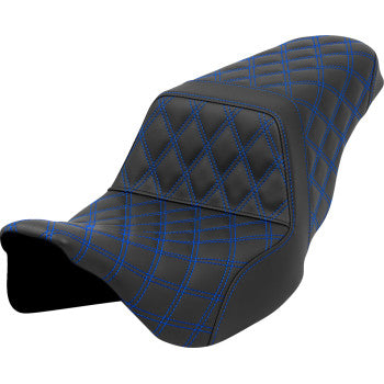 SADDLEMEN Step-Up Seat - Lattice Stitch - Blue Stitch - FLH/FLT '08-'23 A808-07B-175BLU