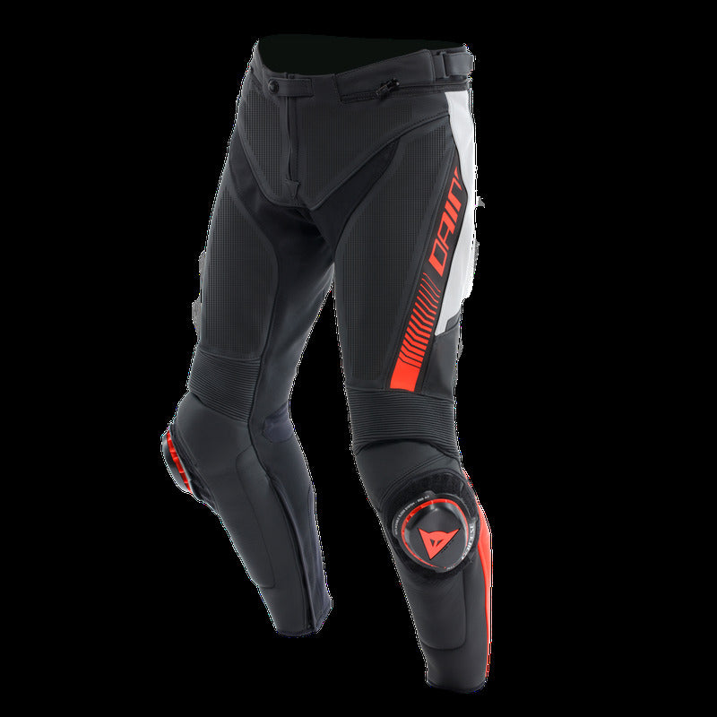 Dainese Super Speed Perforated Leather Pants Black/White/Red-Fluorescent Size - 52 2015500007-N32-52