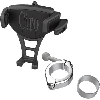 CIRO Phone Holder - Constrictor - Black - Chrome 1-1/8" | 1-1/4" Handlebar Mount 50354