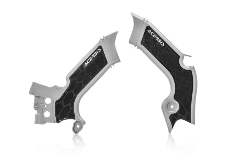 Acerbis 21+ Kawasaki KX250/ 19-23 KX450 Frame Guards- X-Grip - Silver/Black 2742601015