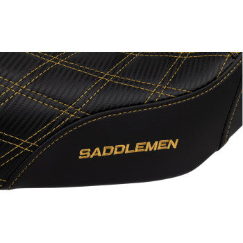 SADDLEMEN Pro Series SDC Performance Seat - Carbon Fiber/Lumbar Gripper - Gold Stitch - Dyna '06-'17 SC80604GOL