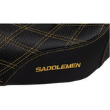 SADDLEMEN Pro Series SDC Performance Seat - Carbon Fiber/Lumbar Gripper - Gold Stitch - Dyna '06-'17 SC80604GOL