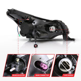 ANZO 2008-2011 Ford Focus Projector Headlights Black 121272