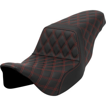 SADDLEMEN Step-Up Seat - Lattice Stitch - Red Stitch - FLH/FLT '08-'23 A808-07B-175RED