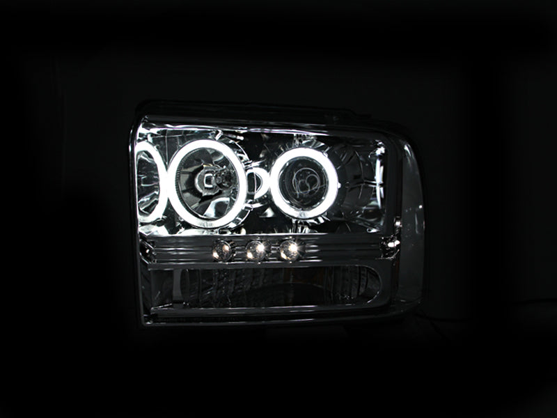 ANZO 2005-2007 Ford Excursion Projector Headlights w/ Halo Chrome w/ LED Strip (CCFL) 1pc 111118