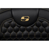 SADDLEMEN RoadSofa™ Seat - Honeycomb - Gold Stitch - Extended Reach - without Backrest - FLH/FLT '08-'23 A808-07B-190GOL