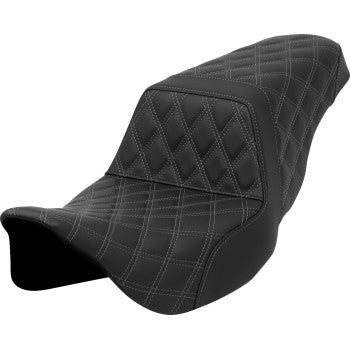 SADDLEMEN Step-Up Seat - Lattice Stitch - Gray Stitch - FLH/FLT '08-'23 A808-07B-175GRE