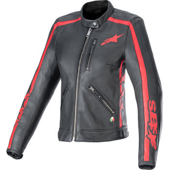 ALPINESTARS Stella Dyno Leather Jacket - Black/Haute Red - 2XL 3113924-1346-2X