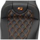 SADDLEMEN Roadsofa™ Extended Reach Seat - without Backrest - Lattice Stitch - Orange Stitch - FL/FX '23-'24 823-07-20703