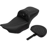 SADDLEMEN Roadsofa™ Extended Reach Seat - with Backrest - Honeycomb - Dark Gray Stitch - FLTR/FLHX '23-'24 823-07-190B2
