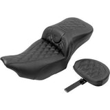 SADDLEMEN Roadsofa™ Extended Reach Seat - with Backrest - Carbon Fiber - Lattice Stitch - FLTR/FLHX '23-'24 823-07-207B0