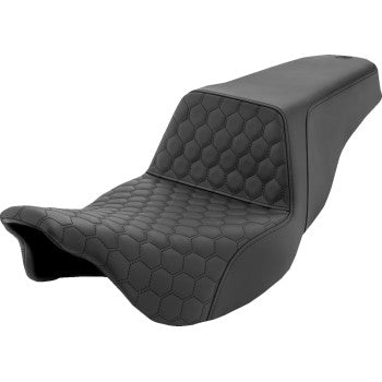 SADDLEMEN Step-Up Seat - Honeycomb - Black Stitching - FL '08-'23 808-07B-177