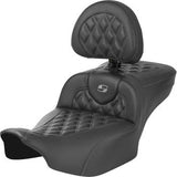 SADDLEMEN Roadsofa™ Extended Reach Seat - without Backrest - Lattice Stitch - Gray Stitch - FLTR/FLHX '23-'24 823-07-207B2