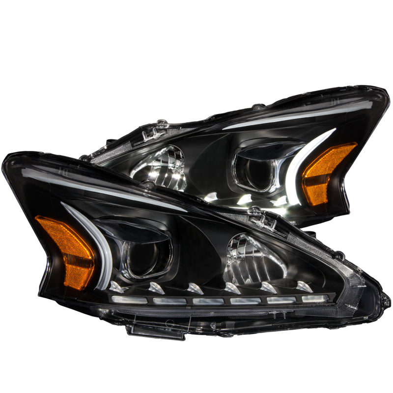 ANZO 2013-2014 Nissan Altima Projector Headlights w/ Plank Style Design Black 121500