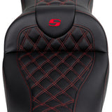 SADDLEMEN Roadsofa™ Seat - with Backrest - Red Stitch - FL '08-'23 A808-07R-182RED