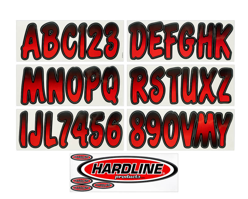 Hardline Boat Lettering Registration Kit 3 in. - 200 Red/Black REBKG200