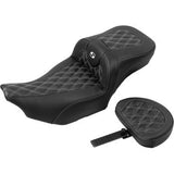 SADDLEMEN Roadsofa™ Extended Reach Seat - with Backrest - Lattice Stitch - Silver Stitch - FLTR/FLHX '23-'24 823-07-207B5