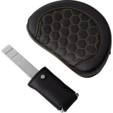 SADDLEMEN RoadSofa™ Seat - Honeycomb - Gold Stitch - with Backrest - Extended Reach - FLH/FLT '08-'23 A808-07R-190GOL
