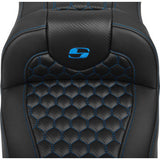 SADDLEMEN Roadsofa™ Extended Reach Seat - with Backrest - Honeycomb - Blue Stitch - FLTR/FLHX '23-'24 823-07-190B1