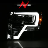 ANZO 2009-2014 Ford F-150 Projector Headlight Plank Style Chrome Amber 111444