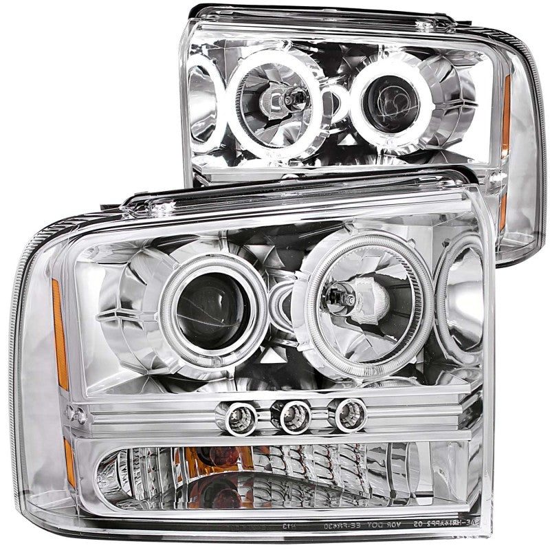 ANZO 2005-2007 Ford Excursion Projector Headlights w/ Halo Chrome w/ LED Strip (CCFL) 1pc 111118