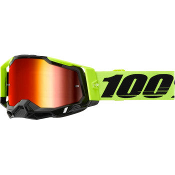 100% Racecraft 2 Schutzbrille - Neongelb - Rot verspiegelt 50010-00037 