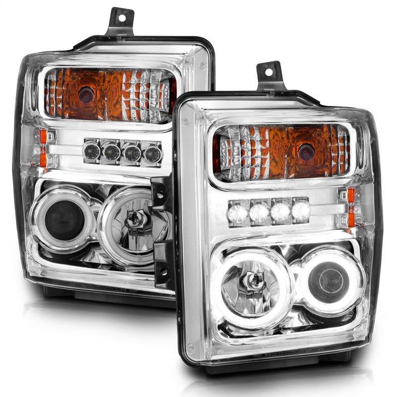 ANZO 2008-2010 Ford F-250 Projector Headlights w/ Halo Chrome (CCFL) 111167