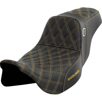 SADDLEMEN Pro Series SDC Performance Seat - without Backrest - Gold Stitch - FLH/FLT '08-'23 SC80807GOL