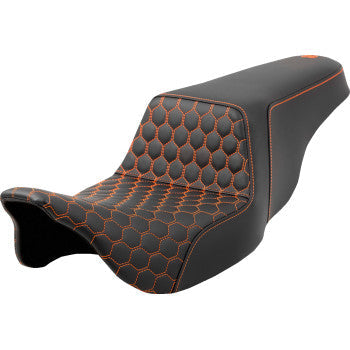 SADDLEMEN Step-Up Seat - Honeycomb - Orange Stitching - FL '08-'23 A808-07B-177ORA