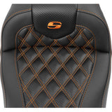 SADDLEMEN RoadSofa™ Seat - without Backrest - Carbon Fiber - Orange Stitch - FL/FX '23-'24 823-07-20603