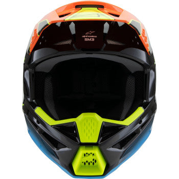 ALPINESTARS Youth SM3 Helmet - Fray - Gloss Black/Orange/Yellow Fluo- Large 8301625-1455-YL