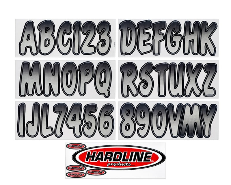 Hardline Boat Lettering Registration Kit 3 in. - 200 Silver/Black SIBKG200