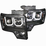 ANZO 2009-2014 Ford F-150 Projector Headlights w/ U-Bar Black 111263