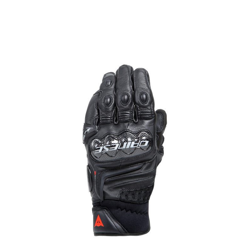 Dainese Carbon 4 Short Leather Gloves Black/Fluorescent Red - Large 201815958-628-L