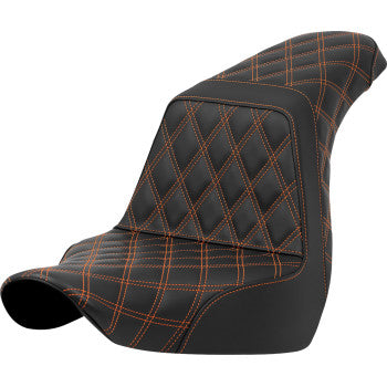 SADDLEMEN Step-Up Seat - Full Lattice Stitch - Orange Stitch - FXLR/FLSB '18-'21 A818-29-175ORA