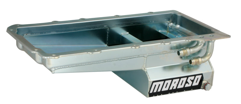 Moroso GM LS Swap (w/Rear Sump & Two -10An Fittings) Wet Sump 7qt 6in Angled Steel Oil Pan 20141