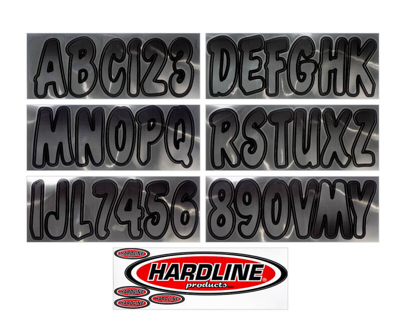 Hardline Boat Lettering Registration Kit 3 in. - 200 Chrome/Black CHBKG200