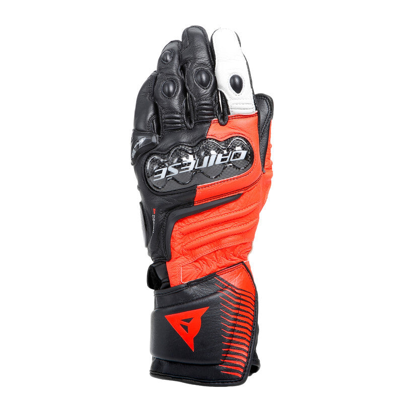 Dainese Carbon 4 Long Leather Gloves Black/Fluorescent-Red/White - Medium 201815957-W12-M