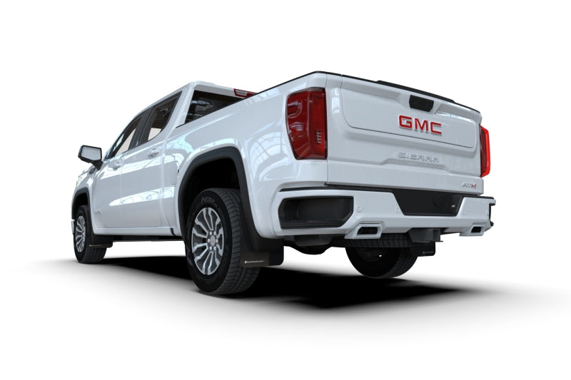 Rally Armor 19-24 GMC Sierra 1500 AT4 Black UR Mud Flap w/ White Logo MF100-UR-BLK-WH