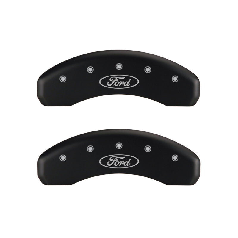 MGP 4 Caliper Covers Engraved Front & Rear Oval logo/Ford Red finish silver ch 10219SFRDRD