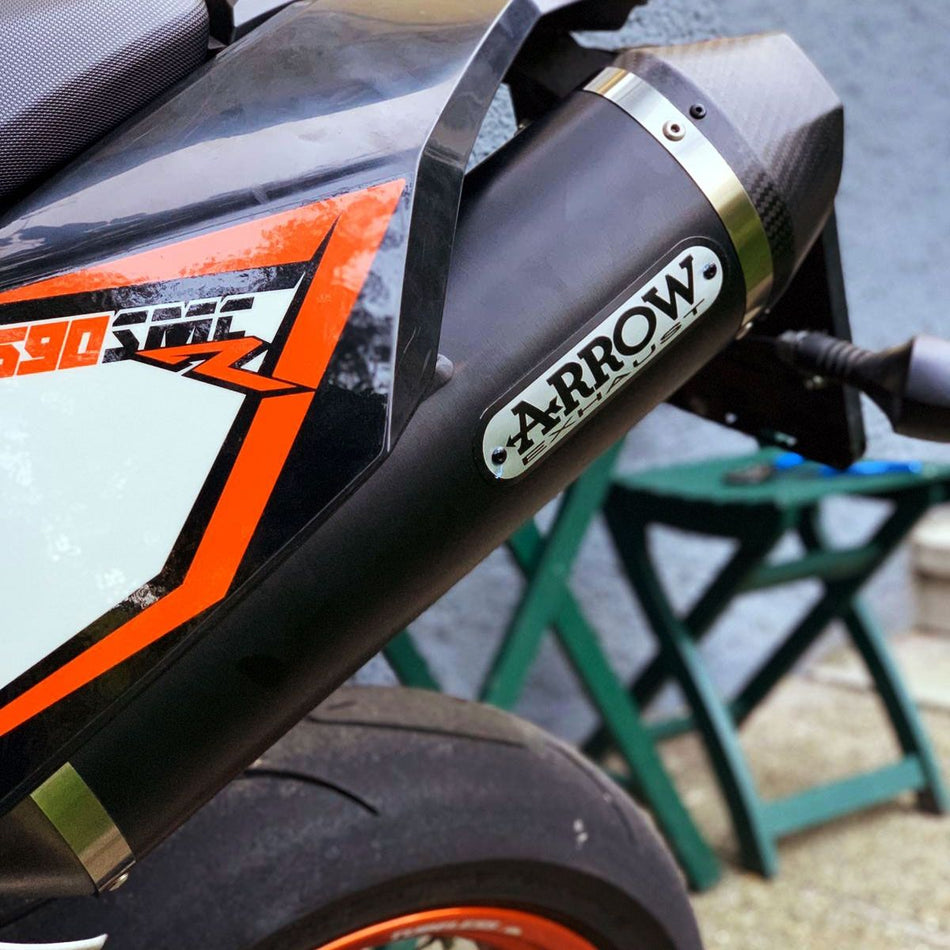 Arrow Ktm 690 Enduro '09/16 Silenciador Dark Race Tech Aluminio Homologado Con Fondo De Carbono Para Conexiones Arrow 72618akn